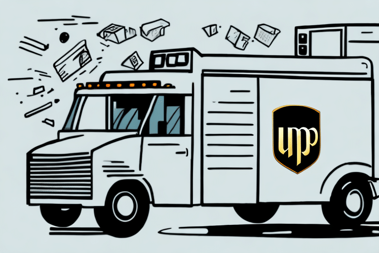 Illustration of a delivery truck with a logo on the side. Packages and envelopes are flying in the air around it, suggesting speed and efficiency, much like bypassing an internal error. The background is a simple pale color, emphasizing the swift movement of the vehicle.