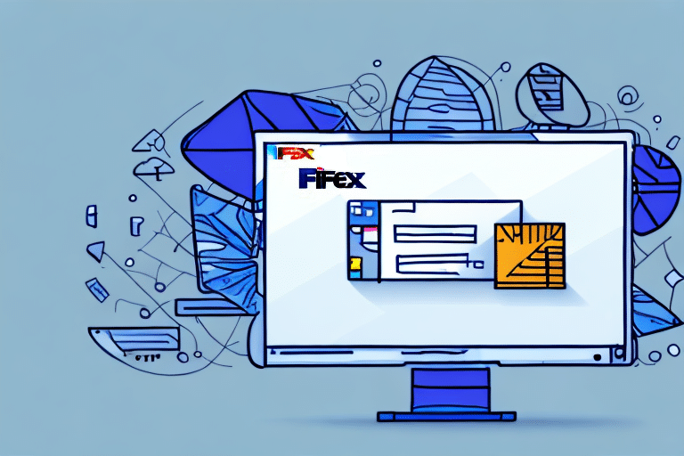 Illustration of a computer screen displaying the word Fifex with colorful geometric shapes around it on a blue background, evoking digital artistry or software akin to seamlessly performing a Silent Installation.