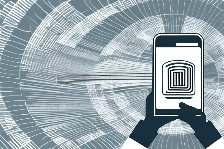 Illustration of a person holding a smartphone displaying a digital fingerprint, set against a backdrop of abstract circuit patterns and data lines. This image symbolizes digital security, identity protection, and the need to resolve potential issues like Registration Error 892 seamlessly.