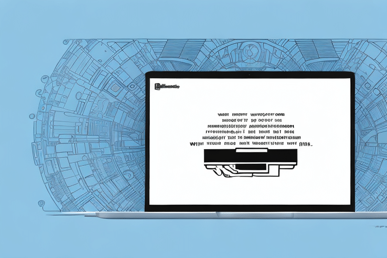 A laptop with an open screen displaying text in a stylized font, set against a light blue background featuring circuit-like designs in darker blue tones, illustrates the message Error Occurred During Rating.