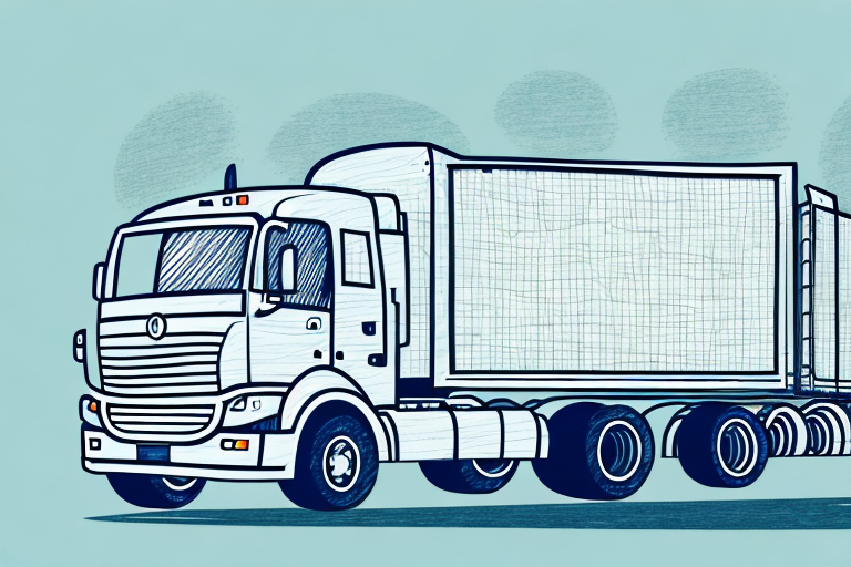 Illustration of a white semi-truck with a large trailer on a light blue background, capturing the essence of freight. The truck is detailed with visible wheels and side windows, facing right. The style is sketch-like with emphasis on line work, reminiscent of FOB Shipping Point graphics.