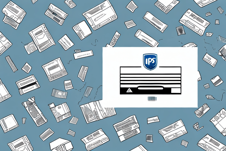 Illustration of various newspapers scattered on a blue background, with a central focus on a newspaper page featuring the IPS logo and export headlines. The page features lines and shapes resembling text and images.