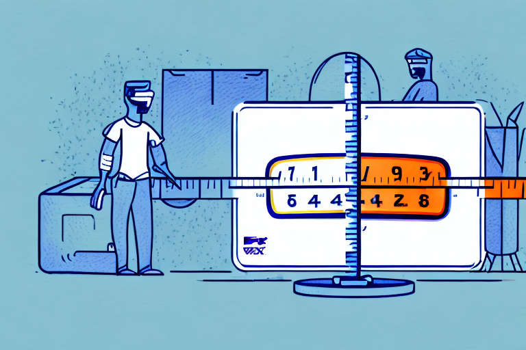 Illustration of two people in a futuristic setting, one with a remote and the other using a laptop. At the center is a large tape measure alongside a giant virtual reality headset, representing innovative pricing options. The design features blue with striking orange accents.