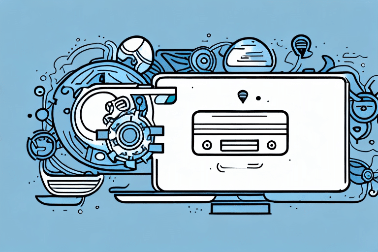 Illustration of a retro cassette tape design on a light blue background, surrounded by abstract circular patterns and geometric shapes, evoking a sense of music and creativity that harmonizes like a well-tuned server, seamlessly blending nostalgia with modern flow.