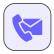 Icon with a purple phone handset and an envelope on a light grey background, indicating communication or contact options such as calling or emailing.