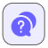 A purple question mark inside a speech bubble icon, set against a light purple square with rounded corners.